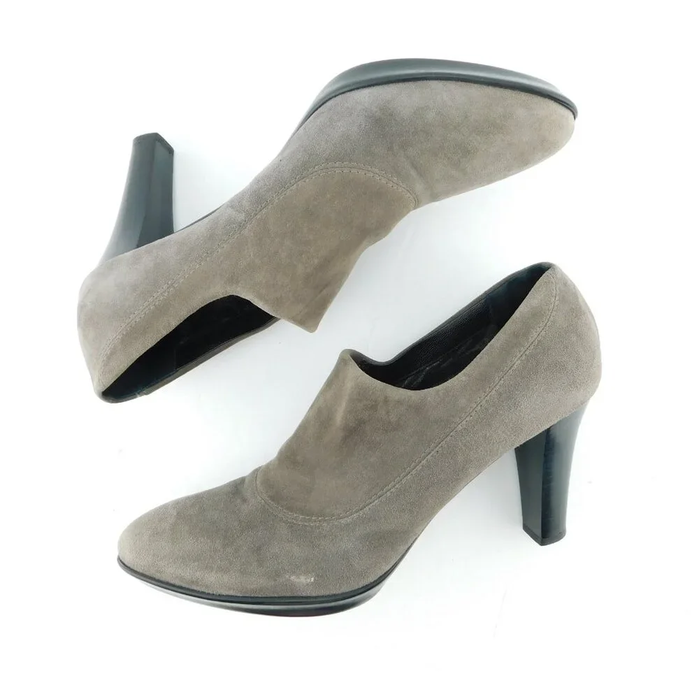 AQUATALIA Gray Suede Leather Weatherproof Ankle Booties Heels Pumps 8